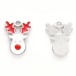 Kép 2/2 - Medál – Rénszarvasfej – 13x12mm - piros - fehér és platina ezüst