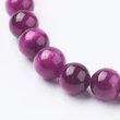 Kép 2/3 - Természetes Ásványgyöngy - 8mm - Tigrisszem - festett sötét pink színben