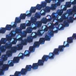 Kép 1/2 - Üveggyöngy - 3mm - Galvanizált kék - bicone formájú
