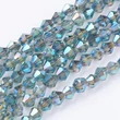 Kép 1/3 - Üveggyöngy - 3mm - Galvanizált kékes réce - bicone formájú