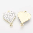 Kép 2/2 - Medál - 20x16x4mm - polimer strasszos, szív, világos arany és kristály gyöngyház fehér színben 