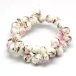 Kép 2/2 - Handmade Flower Printed Porcelain Ceramic Beads Strands, Round, Pearl Pink, 10mm