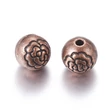Kép 1/2 - Köztes gyöngy - 8mm - vörösréz gömb - virág mintával - Nikkelmentes!