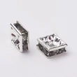 Kép 1/2 - Rondella - 6x6mm - négyzet - ezüst - füst színű kővel