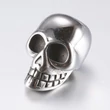 Kép 1/2 - Köztes gyöngy - koponya alakú - 20x13,5x13mm - nagy lyukú - antik ezüst színben - 304 Rozsdamentes Acél!