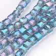 Kép 1/3 - Üveggyöngy - 6x6mm - kocka alakban - közép akvamarin AB