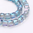 Kép 2/3 - Üveggyöngy - 6x6mm - kocka alakban - közép akvamarin AB