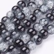 Kép 1/2 - Üveggyöngy - 10mm - Kristály - fekete színű - robbantott 