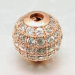 Kép 1/2 - Cirkon kővel díszített - 8mm - gömb alakú köztes gyöngy, rózsaarany színű foglalatban