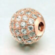 Kép 2/2 - Cirkon kővel díszített - 8mm - gömb alakú köztes gyöngy, rózsaarany színű foglalatban