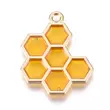 Kép 1/3 - Medál - méhsejt - 21x17mm - arany - meleg sárga színekben