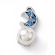 Kép 1/3 - Medál - hold - kék strasszos - tekla gyöngy díszítéssel - platina ezüst színben