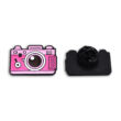 Kép 3/3 - Kitűző - fényképezőgép - pink - fekete pillangó kapoccsal - Nikkelmentes!