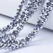 Kép 1/2 - Üveggyöngy, galvanizált, fazattált rombusz/bicone, platina, 2.9~3.3x2mm