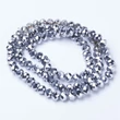 Kép 2/2 - Üveggyöngy, galvanizált, fazattált rombusz/bicone, platina, 2.9~3.3x2mm