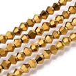 Kép 1/3 - Üveggyöngy galvanizált, fazettált bikon, aranyozott, 4x4.5mm