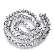 Kép 1/3 - Üveggyöngy galvanizált, fazettált bicone/rombusz, ezüst, 4x4.5mm