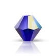 Kép 1/3 - Preciosa® - Cobalt Blue AB, 4mm bicone/ rombusz gyöngy