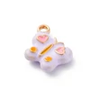 Kép 2/3 - Medál - pillangó,  halvány lila és arany Charm, 11.5x12.5x3.5mm