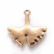Kép 2/2 - Medál - Ginkgo levél, világos arany, olajzöld, 22.5x22.5x2mm