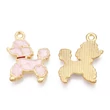 Kép 2/3 - Medál - kutya pudli charm, halvány levendula és világos arany, 20.5x16.5x1.5mm, nikkelmentes