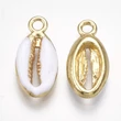 Kép 2/2 - Medál - kagyló alakú, világos arany, fehér, 17x8.5x3.5mm