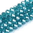 Kép 2/4 - Üveggyöngy - 10x8mm - csillogó - áttetsző - acélkék - csiszolt fánk (10db)