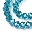 Kép 3/4 - Üveggyöngy - 10x8mm - csillogó - áttetsző - acélkék - csiszolt fánk (10db)