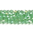 Kép 3/4 - Üveggyöngy - 4mm - csillogó - áttetsző - halvány zöld AB - rombusz - bicone