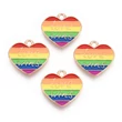 Kép 5/5 - Medál - szív - szívárvány -  pride - “Love Wins” felirattal -  lapos - világos arany színben 14x12x2mm 