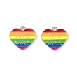Kép 2/5 - Medál - szív - szívárvány -  pride - “Love Wins” felirattal -  lapos - világos arany színben 14x12x2mm 