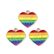 Kép 1/5 - Medál - szív - szívárvány -  pride - “Love Wins” felirattal -  lapos - világos arany színben 14x12x2mm 
