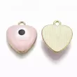 Kép 2/2 - Medál - szív - zománc - szív - szemmel, világos arany és rózsaszín színben 18x15.5x5mm