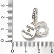 Kép 3/3 - Medál - szív és Mom és Daughter felirattal, nagy lyukú Charms, antik ezüst és platina, 25mm