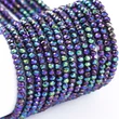 Kép 1/4 - Üveggyöngy, csiszolt, fánk - rondelle, 2x1,5 mm, irizáló kék