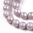 Kép 2/4 - Üveggyöngy - Galvanizált, lágy rózsásbarna AB színű, kerek, 8~8.5mm (10db)