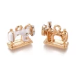 Kép 1/2 - Medál - varrógép, arany, fehér, charm strasszkővel,13.5x16x6mm