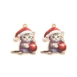 Kép 1/3 - Medál - karácsonyi macska, mancsában piros gömb - charm, piros- arany, 29x24x1.5mm