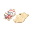 Kép 2/3 - Medál - macska karácsonyi charm, piros- arany, 28.5x17x1.5mm