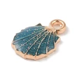 Kép 2/3 - Medál - kagyló alakú - világos arany és zöldeskék charm, 18x12x3mm