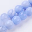 Kép 1/3 - Ásvány - Természetes csíkos achát, festett, kerek, világos égszínkék, 8mm