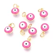 Kép 1/2 - Medál - Evil Eye, valódi 18K aranyozott, karikával, Evil Eye, élénk pink , 9.5x6.5x4.5mm,