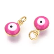 Kép 2/2 - Medál - Evil Eye, valódi 18K aranyozott, karikával, Evil Eye, élénk pink , 9.5x6.5x4.5mm,