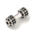 Kép 1/3 - Medál - súlyzó, Cirkónia fekete kővel, platina, 6.5x16.5x3.5mm