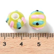 Kép 4/4 - Porcelán gyöngy, kézzel készített , zománcozott, kerek, sárgás zöld, 10~11x9mm