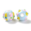 Kép 3/4 - Porcelán gyöngy, kézzel készített , zománcozott, kerek, világoskék, 10~11x9mm