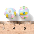 Kép 4/4 - Porcelán gyöngy, kézzel készített , zománcozott, kerek, világoskék, 10~11x9mm