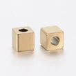 Kép 2/2 - Köztes gyöngy - kocka - 304 rozsdamentes acél, arany, 4x4x4mm