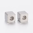 Kép 1/2 - Köztes gyöngy - kocka - 304 rozsdamentes acél, platina 4x4x4mm