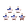Kép 1/4 - Medál - csillag - amerikai zászló mintával, zománc kék- piros arany színben, 18.5x15.5x1.5mm